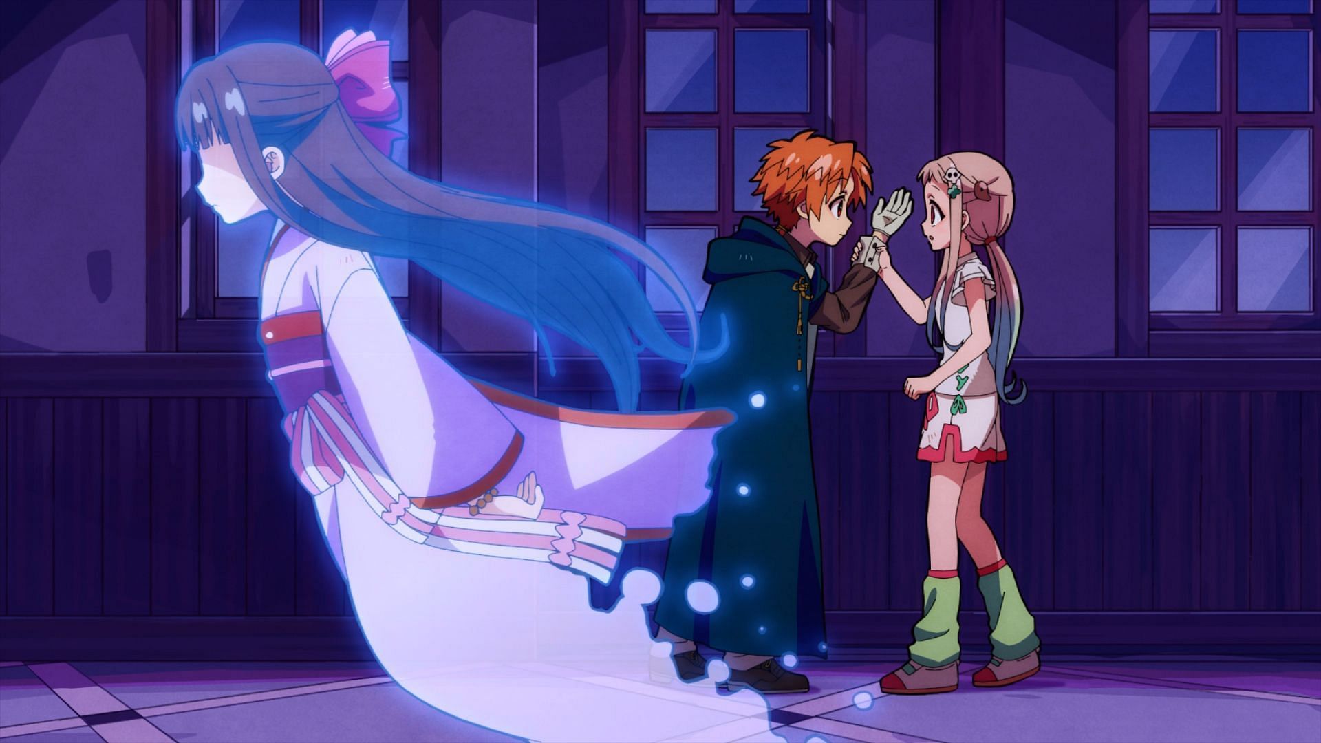 Nene and Akane see the ghost (Image via Lerche)